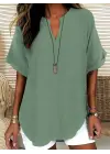 Kadın Kısa Kollu V Yakalı Aerobin Bluz