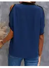 Kadın Kısa Kollu V Yakalı Ithal Krep Bluz