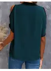 Kadın Kısa Kollu V Yakalı Ithal Krep Bluz