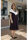 Kadın Kısa Kollu V Yakalı Kısa Modal Elbise