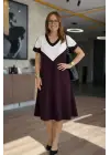 Kadın Kısa Kollu V Yakalı Kısa Modal Elbise