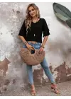 Kadın Kısa Kollu V Yakalı Viskon Bluz