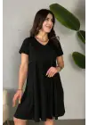 Kadın Kısa Kollu V Yakalı Viskon Elbise