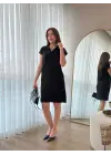 Kadın Kısa Kollu Yakalı Viskon Iki Iplik Elbise