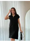 Kadın Kısa Kollu Yakalı Viskon Iki Iplik Elbise