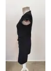 Kadın Kısa Kollu Yakası Asimetrik Kısa Ithal Krep Elbise