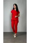 Kadın Kısa Kollu Yuvarlak Yaka Aerobin Bluz Ve Pantolon Ikili Takım