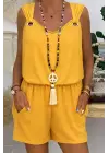 Kadın Kolsuz V Yaka Kuş Gözü Detay Bluz Short Aerobin Ikili Takım