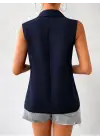 Kadın Kolsuz Yakalı Taşlı önü Açık Atlas Yelek