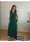 Omarı Kadın Maxi Boy Kruvaze Yaka Elbise