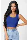 Omarı Modern Kesim Kare Yaka Crop Top Bluz