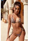 Omarı Leopar Desenli Yandan Bağlamalı Bikini Mayo Coşkusu