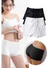 Omarı Dikişsiz Mini Şort Boxer Siyah Beyaz Seti