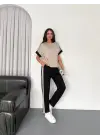 Kadın Modal Dokulu Kumaş Yanı şeritli Takım