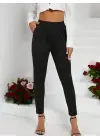 Kadın Pile Detay Beli Lastikli Günlük Slim Fit Viskon Iki Iplik Pantolon