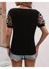 Kadın Puantiyeli Tül Koy Detay Bluz