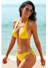 Omarı Sarı Ayarlanabilir Belden Bağlamalı Bikini Mayo