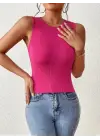 Kadın Sıfır Kol Sırt çapraz Detay Triko Bluz
