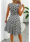Omarı Leopar Desenli Sıfırlı Kadın Elbise