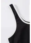 Omarı Siyah Askılı Crop Top ve Şortlu Gecelik Takım