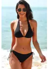 Omarı Siyah Üçgen Bikini Mayo Takımı