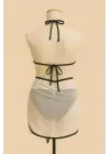 Omarı Şık Bağlamalı Siyah Beyaz Bikini Seti
