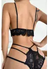 Omarı Siyah Dantel Detaylı Şık Sütyen ve Külot Takımı