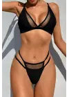 Omarı Göz Alıcı Siyah File Detaylı Bikini Takımı