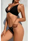 Omarı Göz Alıcı Siyah File Detaylı Bikini Takımı