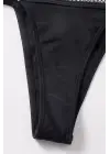 Omarı Göz Alıcı Siyah File Detaylı Bikini Takımı