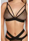 Omarı Şık Fileli Çapraz Lastikli Sütyen Takımı