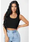 Omarı Şık Çizgilerle Modern Crop Top Bluz