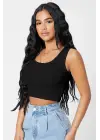 Omarı Şık Çizgilerle Modern Crop Top Bluz