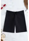 Omarı Siyah Bağcıklı Deniz Şortu