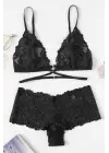 Omarı Siyah Özel Şık Sütyen Külot Takımı
