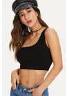 Omarı Siyah Crop Tek Omuzlu Kadın Büstiyer