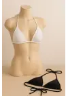Omarı Siyah ve Beyaz Minimal Kesim Bikini Üstü