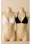 Omarı Siyah ve Beyaz Minimal Kesim Bikini Üstü