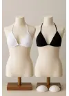 Omarı Siyah ve Beyaz Minimal Kesim Bikini Üstü