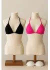 Omarı Minimal Kesim Siyah ve Fuşya Bikini Üstü