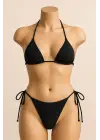 Omarı Siyah Bağlamalı Bikini Mayo Seti