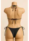 Omarı Siyah Bağlamalı Bikini Mayo Seti