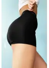 Omarı Şık Siyah Yüksek Bel Deniz Şortu Kadınlar İçin
