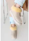 Omarı Yumuşak Ve Şık Bej Süet Bot