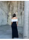 Kadın Taş Detay Straplez Yırtmaçlı Elbise