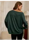Kadın Tek Omuzdan Açık Yarasa Kollu Waffle Bluz