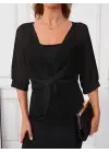 Kadın Truvakar Kol önden Bağlamalı Kısa şifon Bolero Ceket