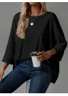 Kadın Truvakar Kollu Bisiklet Yaka Viskon Bluz