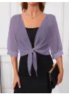 Kadın Truvakar Kollu önden Bağlamalı Kısa şifon Bolero Ceket