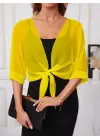 Kadın Truvakar Kollu önden Bağlamalı Kısa şifon Bolero Ceket